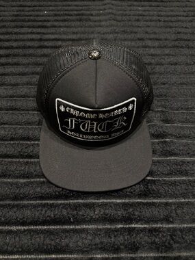 Chrome Hearts Black Trucker Hat with Embroidered Patch